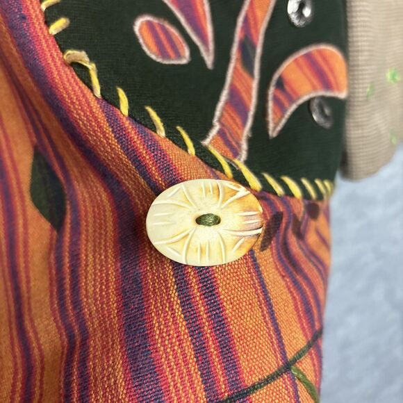 Vtg Up Cycled Patchwork Jacket XL Embroidered Lagenlook Teacher Pockets Oversize - Picture 5 of 16